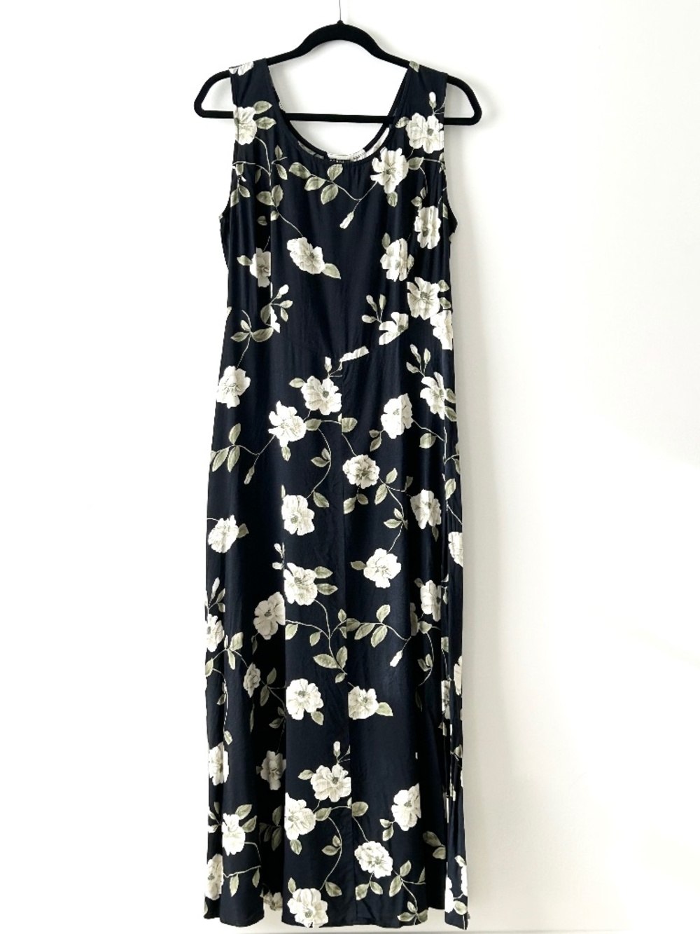 VTG 90s Teddi Black Floral Maxi Dress